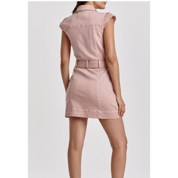 NWT DEAR JOHN Pink Denim Tencel Blend Mini Cap Sleeve Short Lily Dress Womens XL - Picture 2 of 11